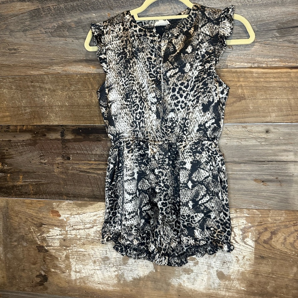 Hayden Girls Black and White Leopard Print Romper